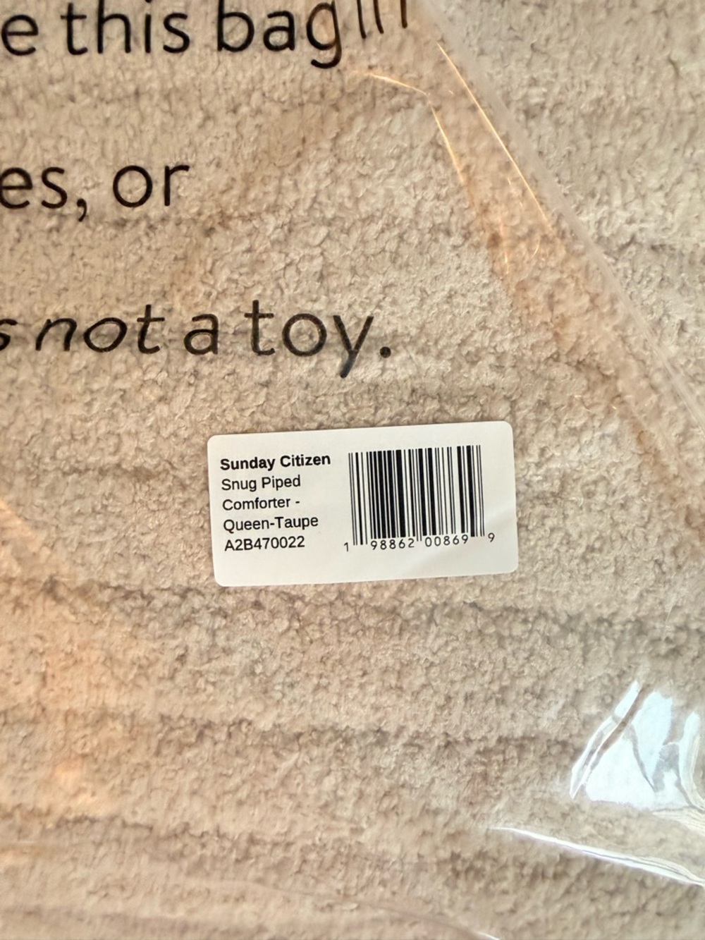 Sunday Citizen Snug Piped Comforter Queen/Full Taupe $360 Retail - Picture 6 of 6